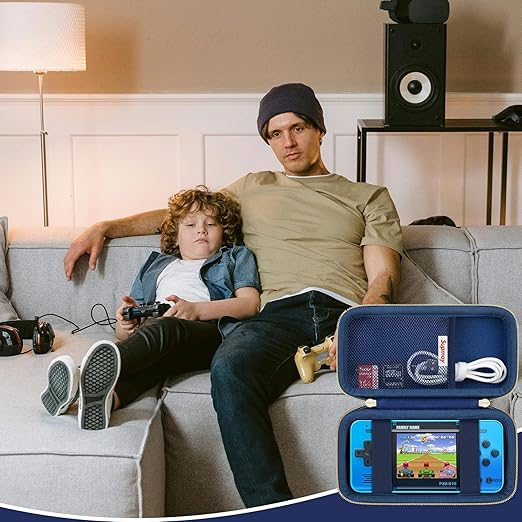 Supmay Carrying Case Compatible with WELLST·G Handheld Game for Kids -Preloaded 220 Retro Video Games, Portable Gaming Player Storage Holder Travel Bag with Mesh Pocket for USB Cable, Blue