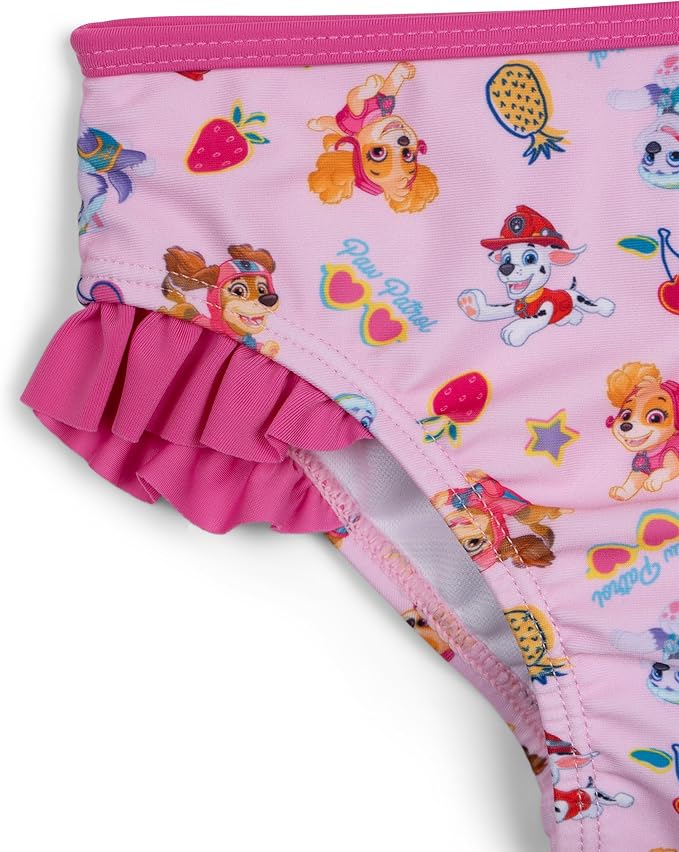 Paw Patrol Girls Rash Guard and Bikini Bottom Swim Set UPF 50+ Toddler to Little Kid Sizes (2T - 6)