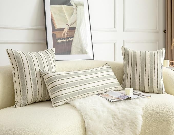 Cethom Decorative Boho Lumbar Pillow Covers, Modern Farmhouse Couch Pillowcase, 14 x 36 Long Accent Body Throw Pillow Covers, Sofa Bed Living Room Decor Cushion Case, Olive Green, Pack of 1