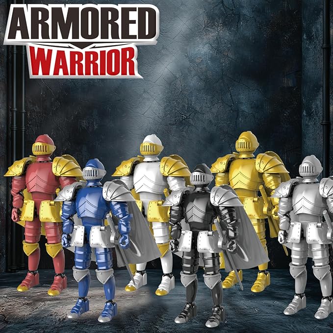 Knight Action Figures, Medieval Action Figures,Knight Armor Action Figure,Multi-Jointed Movable Robot Mannequin (6 Packs)