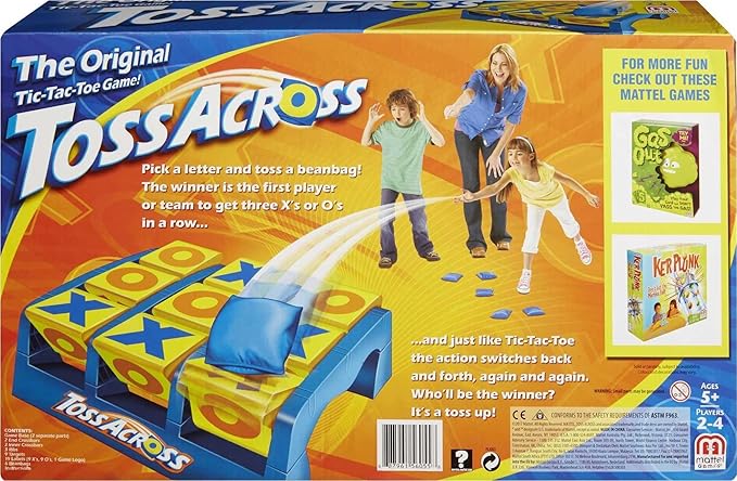 Mattel Games Toss Across Kids Outdoor Game, Bean Bag Throw for Camping & Family Nights, Get 3-in-a-Row for 2 to 4 Players