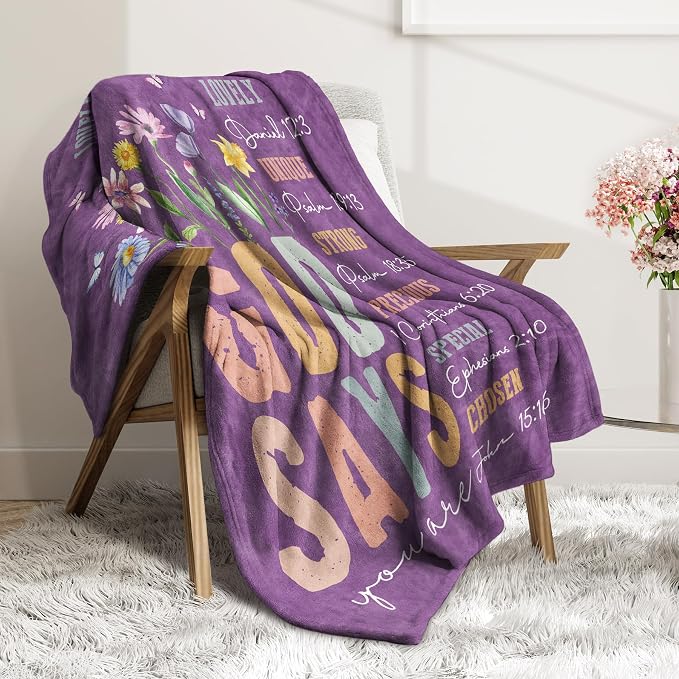 Gifts for Women - Christian Inspirational Floral Blanket | Religious Birthday Gift for Women, Blanket for Mom Daughter Sister Friend Girl, Baptism Confirmation Spiritual Gift for Her
