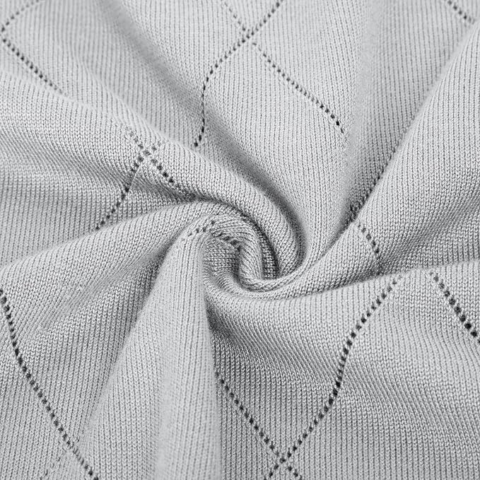 JACK SMITH Quarter Zip Pullover Sweaters for Womens, Rib Polo Sweater Tops | V Neck,Knit,Long Sleeve,Argyle,Open Pattern,Callar,Lightweight,Fashion,Golf Work Business Daily Wear Versatile Pullover Shirt