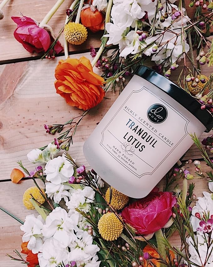 DW Home Tranquil Lotus Wooden Wick Candle – Grapefruit, White Lotus & Jasmine Fragrance, 12 oz Crackling Wooden Wick Jar Candle, Long Burning Home Fragrance