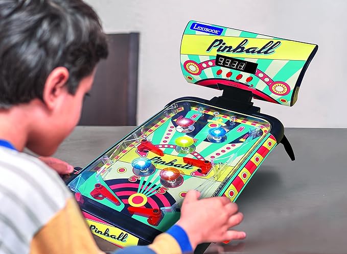 LEXiBOOK Table Electronic Pinball, Action and Reflex Game for Children and Family, LCD Screen, Light and Sound Effects, JG610