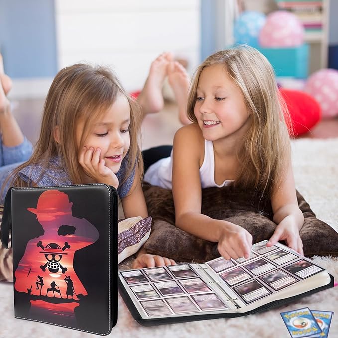 Trading Card Binder for One Piece Cards,9 Pocket with 60 Sleeves up to 1080 Cards One Piece TCG Card Binder,Waterproof Card Storage Book with Sleeves,One Piece for Card Display Case