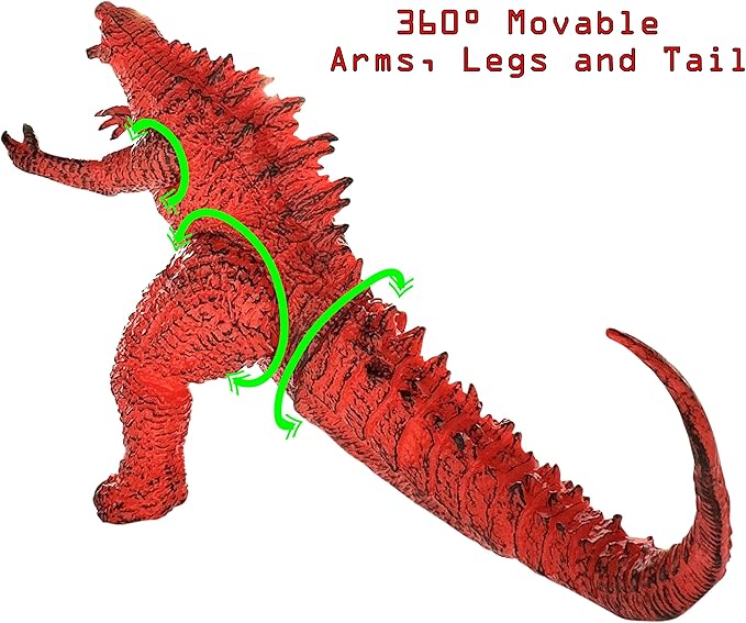 TwCare Set of 2 Monster Legendary Fire Shin Figure Flaming King of The Monsters Toys, Movable Joints Burning Action Movie Dragon Dinosaur Series Soft Vinyl, Carry Bag