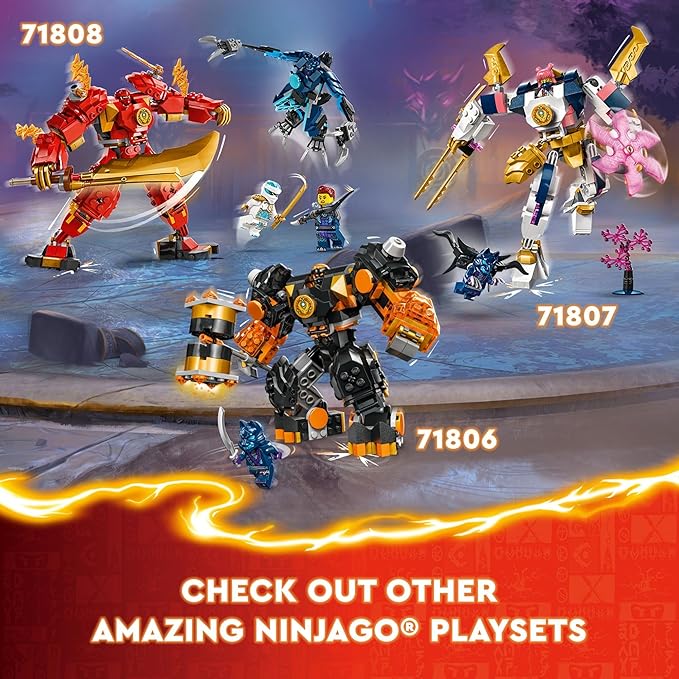 LEGO NINJAGO Sora’s Elemental Tech Mech Mini Ninja Toy, Customizable Figure, Adventure Toy Set for Kids with Sora Minifigure, Ninja Action Figure Gift for Boys and Girls Ages 7 and Up, 71807