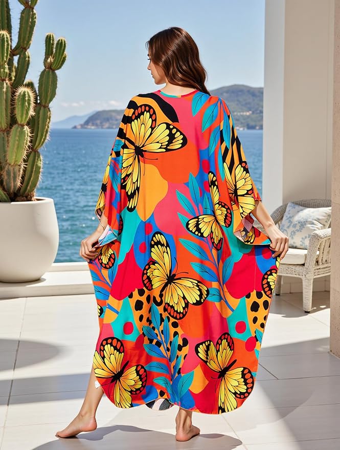 Mumu Dresses for Women Plus Size, Bohemian Kaftan Beach Cover Up Long Maxi Nightgown Soft Loungewear