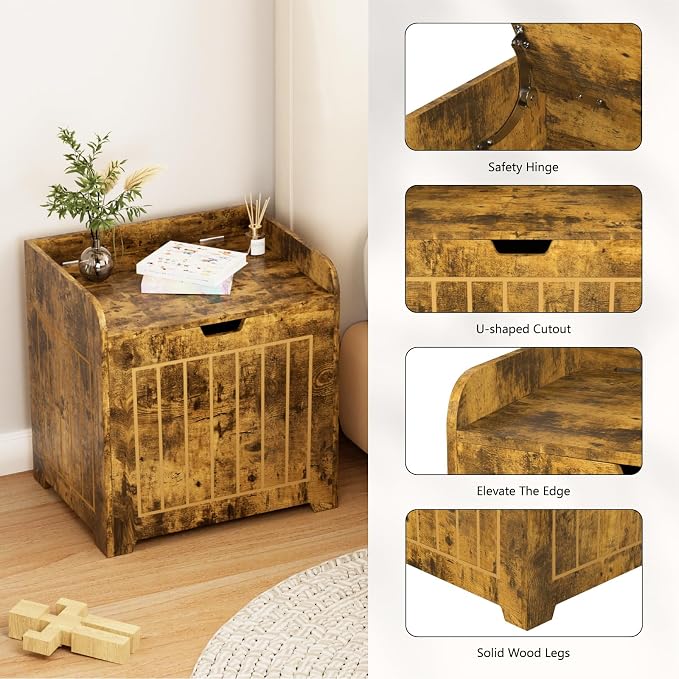 Aenuert Storage Chests, Small Cube Organizer Box,Wooden Entryway Storage (Brown, Without Handles)