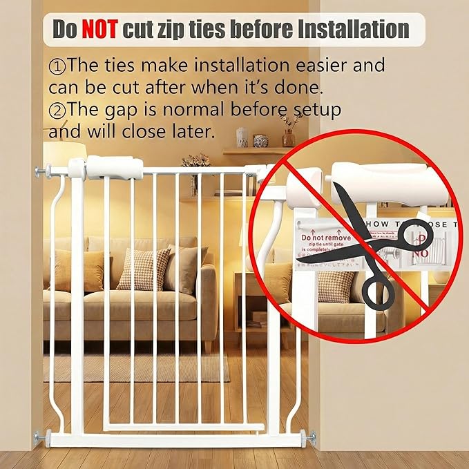 Extra Wide Baby Gate - 48-52.7 Inch Tension Mounted Safety Child & Pet Gate - White Metal - Walk Through - Long - for House Doorways & Stairs