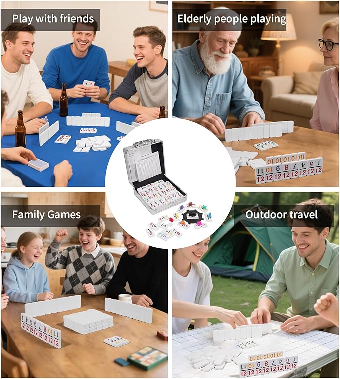Dominoes Sets with Mexican Train for Adult,Domino Tile Board Game with Hub for Kids Family,Double 12 Classic Board Games with Aluminum Carry Case(Number)