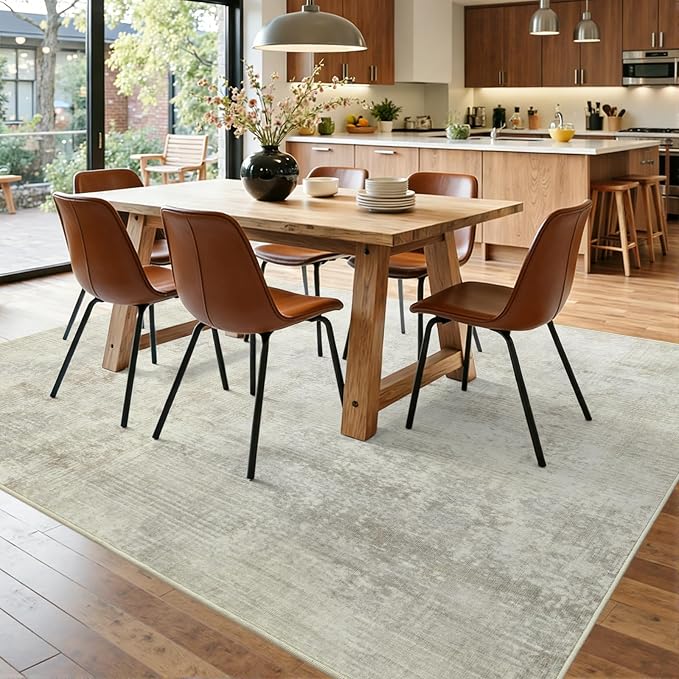 4x6 Ft Area Rugs for Living Room, Soft Non-Slip Washable Rugs Modern Abstract Pattern Carpet for Bedroom Indoor Floor Nursery Home Decor (Beige)