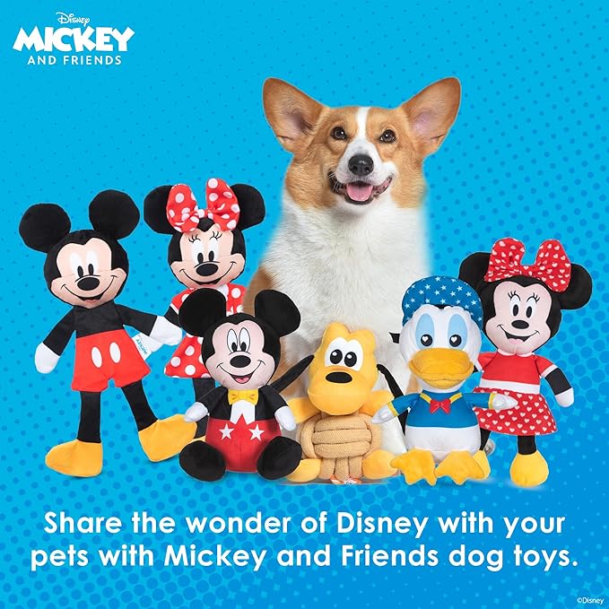 Disney for Pets Mickey Mouse & Minnie Mouse Plush Squeaker with Crinkle Flattie Body Dog Toy Set Dog Toys | Plush Squeaker Toy for Dogs Inspired by Mickey Mouse, 13.5in - 2 Pack