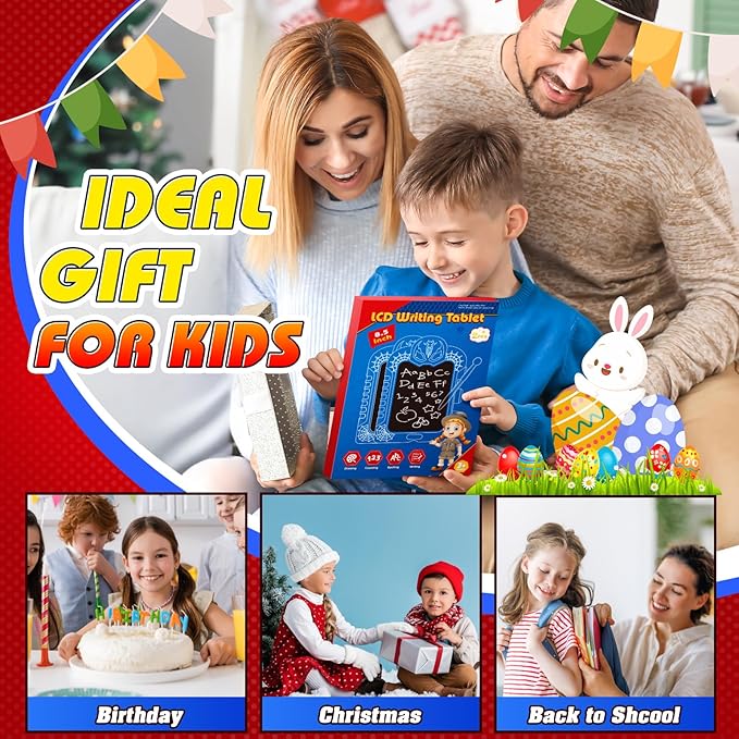 LCD Writing Tablet for Kids: Spidolapse 2 PCS Doodle Board & Drawing Pad Christmas Birthday Gift for 3 4 5 6 7 8 Year Old Boys Girls Toddler Travel Toys for Kid Age 4-6 Road Trip Activities (Red&Red)