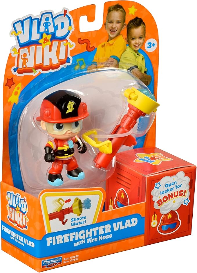 BANDAI Vlad & Niki Play Action Figure - Fireman Vlad - Articulated Action Figurine with Accessories, Multicolor, P57557
