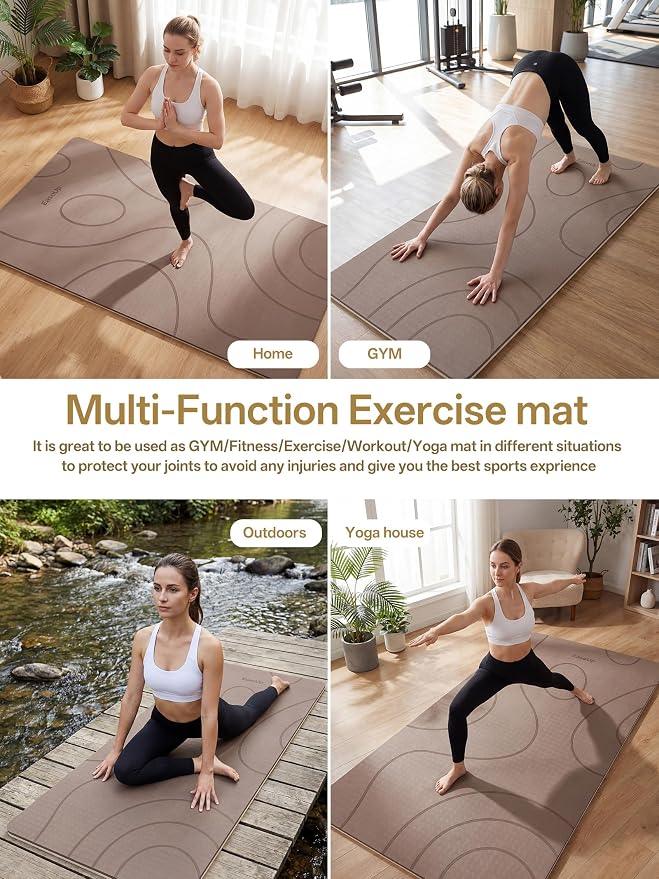 EaseUp Large yoga mat,73’x35.5’x0.4’,extra thick and wide,10mm pilates mat,non-slip exercise mat,workout mats for home gym