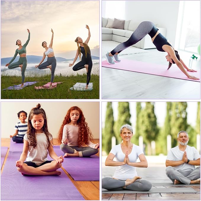 3 mm Thin Yoga Mats Bulk, Lightweight PVC Exercise Mats Non Slip Workout Fitness Pads for Yoga Pilates Stretching Classes Gym Home Studio, Easy to Clean
