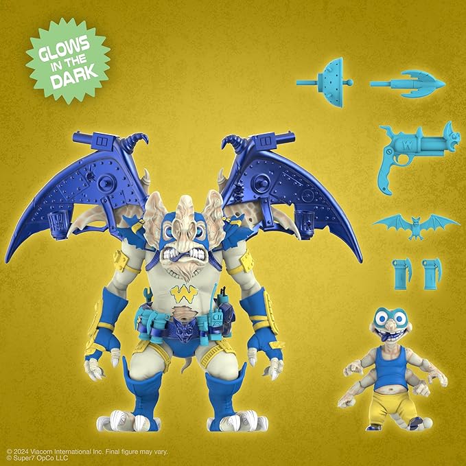 Super7 ULTIMATES! Teenage Mutant Ninja Turtles Wingnut & Screwloose (Glow in The Dark) - 7" TMNT Action Figure with Accessories Classic Cartoon Collectibles