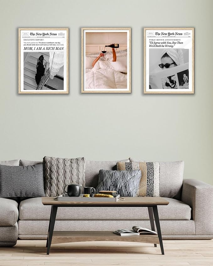 EcoHest 12x16 in Cool Girl Newspaper Canvas Art | Unframed Canvas Print, Girly Fashion Magazine Decor for Bedroom, Apartment, Dorm Room, College Room, 1Pack