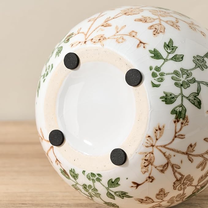 6.61" Ceramic Flower Decorative Antique Vase, Vintage Rustic Chinoiserie Floral Vase for Home Decor, Living Room, Bookshelf, Office, Entryway, Garden, Tuscan Decor, Chinoiserie Decor