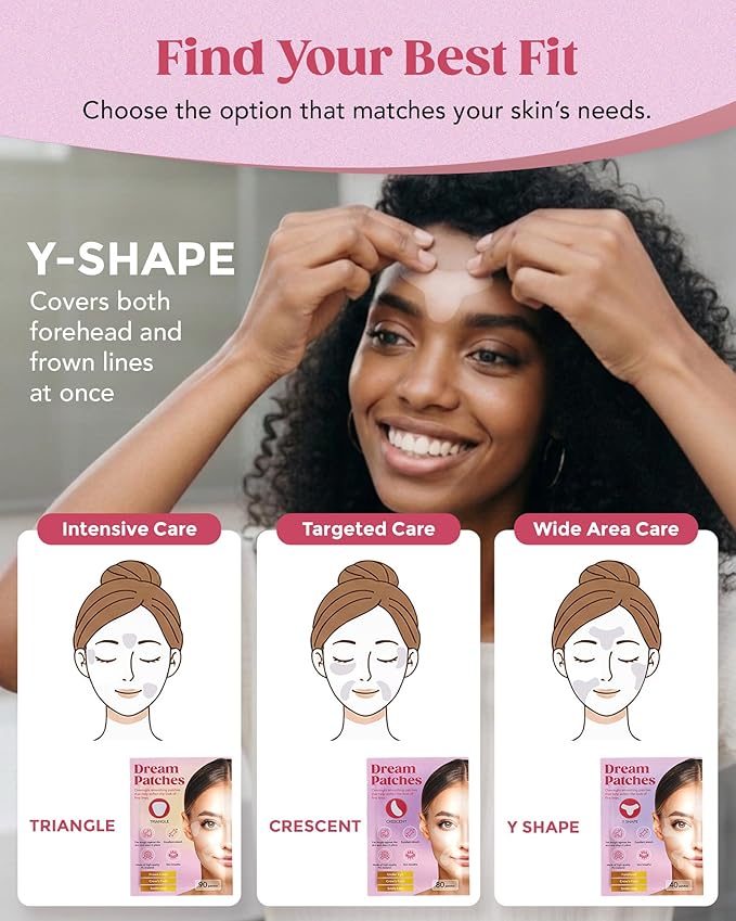 Forehead Wrinkle Patches & Full Forehead Coverage Tape โ Anti Wrinkle Facial Patches & Wrinkle Tape Overnight/Dream Patches/Y-SHAPE- Made in Japan