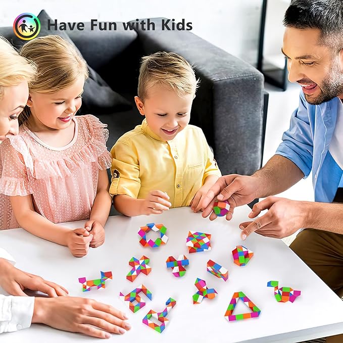 Vdealen 24 Pack Mini Fidget Snake Cube Twist Puzzle Party Favors for Kids, School Rewards&Classroom Prize for Students, Goodie Bag Stocking Stuffers, Gift for Birthday Valentine Easter Christmas