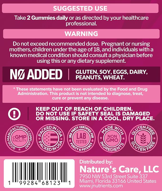 Just Nutrients Women's Probiotic Gummies with Prebiotics | 12 Strains – Digestive, Immune, Vaginal & Urinary Tract Health Support – Natural Mixed Berry Flavor, 60 Gummies