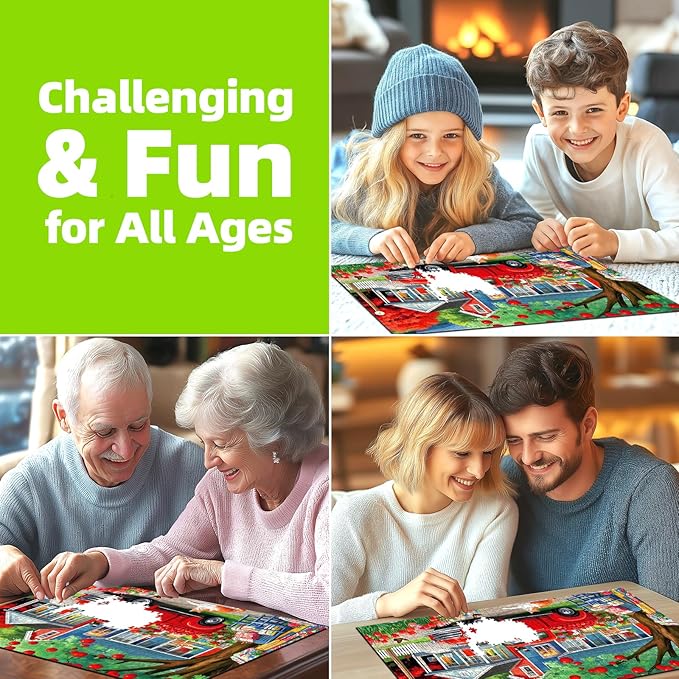 Spring Countryside 1000 Piece Puzzle for Adults Clearance, Fun Puzzles for Adults with HD Print & Poster, 27.5" X 19.7" Dust Free, for Gifts Christmas Family Games