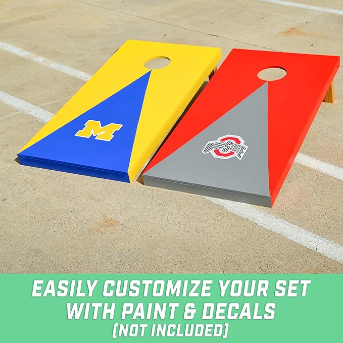 GoSports 4 ft x 2 ft Regulation Size Wooden Cornhole Boards Set with Light Brown Finish - Includes Carrying Case (Choose Your Colors)
