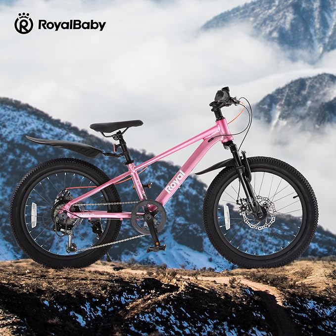 RoyalBaby Kids Mountain Bike for Boys and Girls, Ultra-Light Aluminum 20-26 Inch Wheel Bicycle for 6-14 Years Old Children, 7/21-Speeds Drivetrain