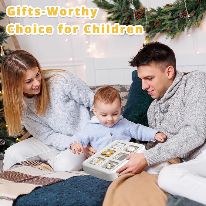 Baby Busy Board Cube, Toys for Boy Girl, Montessori Travel Toys for Toddlers, Learning Fine Motor Skills| Birthday Gifts for Infant Boys Girls (Large Activity Board)