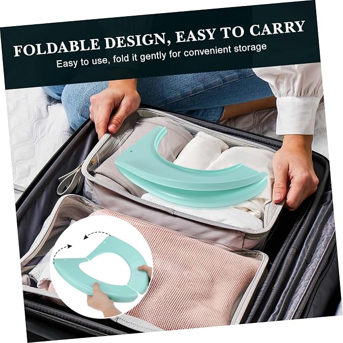 OUNONA 1Pc Folding Portable Potty Training Seat Cover Travel Friendly Toilet Cushion Pad for Home Use Fits Standard Toilets Green Color for Easy