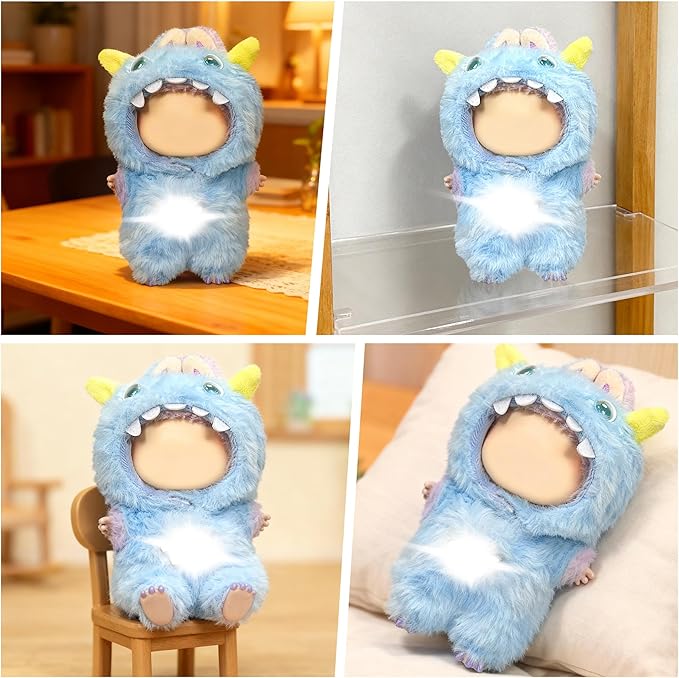 Clothes Fit for 19CM Doll, Fashion Doll Clothes Outfit Set Cute Theme Designer Toys Dress Accessories for Collector Fans Display (Light Blue Monster)