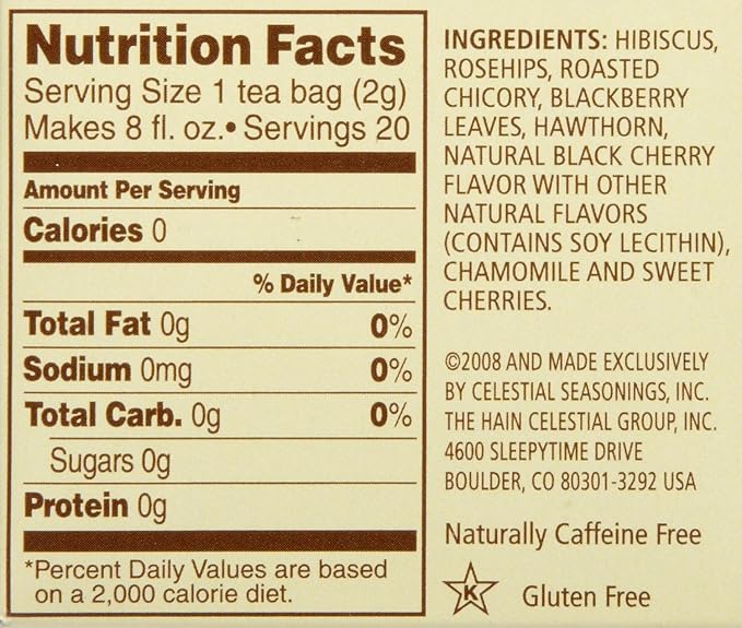 Celestial Seasonings Black Cherry Berry Tea Bags - 20 ct - 6 pk