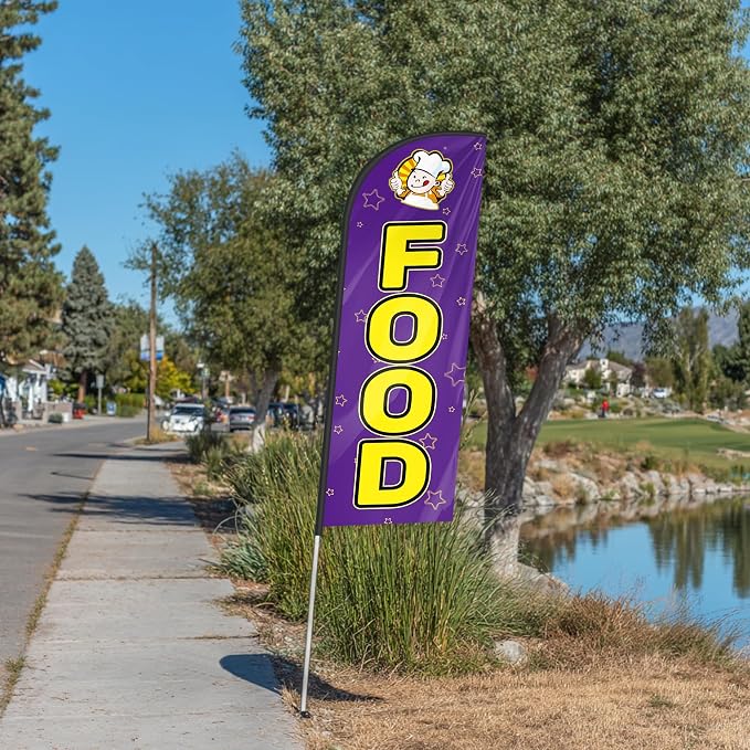 Food Feather Flag for Storefronts Fairs,6 FT (Flagpole Not Included) | Business Advertising Flag
