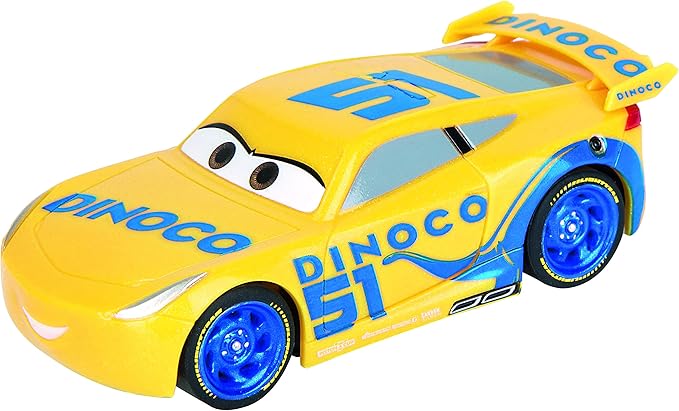 Carrera First Disney/Pixar Cars - Slot Car Race Track - Includes 2 Cars: Lightning McQueen and Dinoco Cruz - Battery-Powered Beginner Racing Set for Kids Ages 3 Years and Up