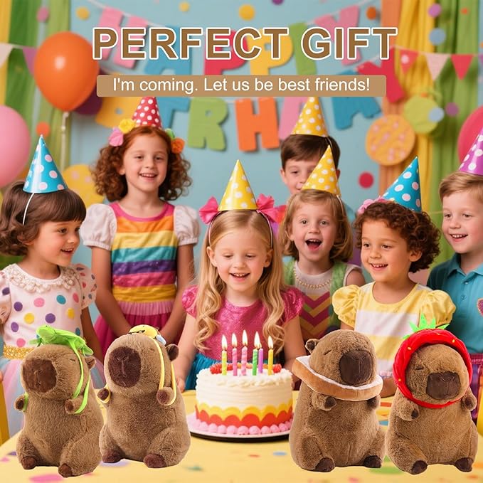 Capybara Plush Cute Capybara Stuffed Animal Kawaii Plush Toy with Bee Backpack Gifts Cute Pillow Birthday for Kids Boys Girls 9 Inch