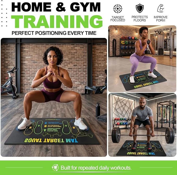 Squat Mat with Foot Position,Non-Slip Workout Mat for Squats & Leg Exercises, Improves Muscle Activation & Knee Support, Home Gym Fitness Mat,30 * 13.8"inch Squat Pad