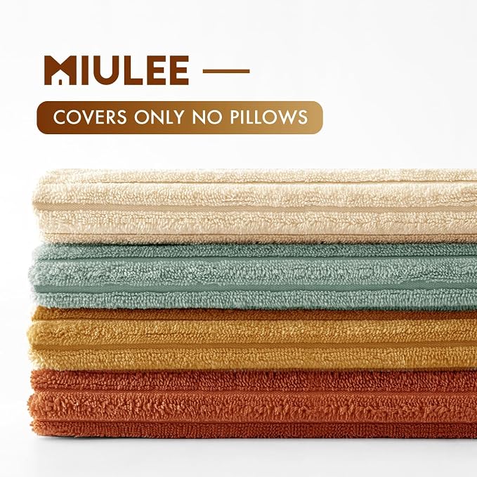 MIULEE Soft Corduroy Decorative Throw Pillow Covers Teal-Rust 16x16 | Set of 4, Mordern Rustic Home Decor, Retro Vintage Set, Boho Farmhouse Cushion Covers for Couch Bed Sofa Living Room