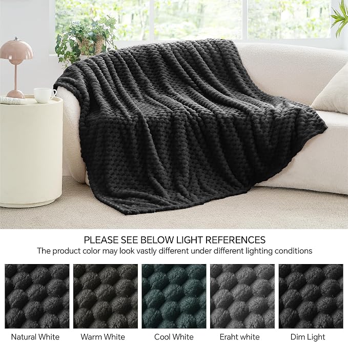 BEDELITE Black Queen Blanket for Bed, Soft Cozy Gifts for Women, 90 * 90 | 3D Jacquard Decorative Fleece Blanket, Super Soft Plush Throws, Cute Birthday Gift for Women & Men, Suitable for All Seasons