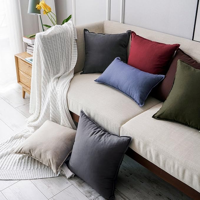Jeanerlor 26"x26" Decorative Cotton Linen Couch Throw Pillow Case Cool Durable Classy Euro Sham Comfortable Cushion Cover for Wedding Party Gift/Car(65 x 65cm) Dark Grey