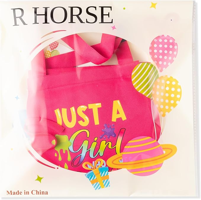 R HORSE 2Pcs Kid Apron and Chef Hat Set, Adjustable Children Pink Kitchen Toddler Apron for Girl Who Loves Slime, Dress up Role Play Chef Toy Funny Cooking Gift Birthday Gift for Kids Baking Painting