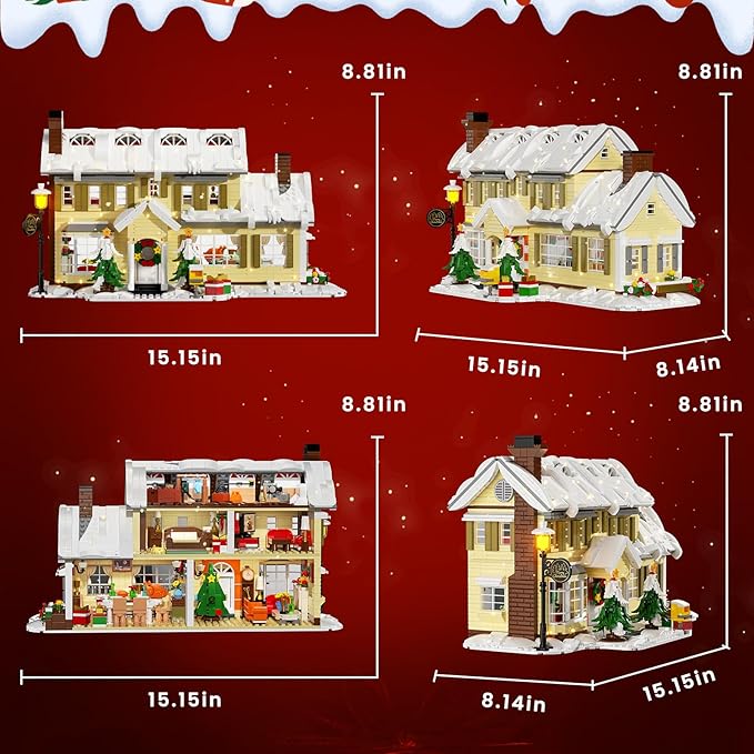 Christmas Holiday House Building Set, DIY Christmas Holiday Snow Village Building Toys, Christmas House Gifts for Kids, Boys, Girls, Family, and Friends(2069pcs)