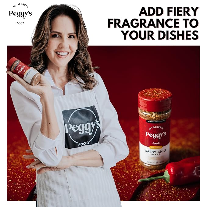 My Secrets Peggy’s Food Sassy Chili Blend Spicy Chili Seasoning – Hot Chili Powder Seasoning– Perfect Blend of Chilies & Herbs With Himalayan Pink Salt – No Preservatives or Additives – 4.5 oz Pack