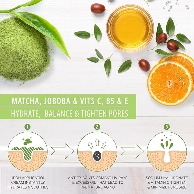 LILY SADO TEA+C™ Green Tea Matcha & Vitamin C Moisturizer - Antioxidant, Anti-Aging Anti-Wrinkle Daily Moisturizing Lotion - Hydrates, Softens, Firms & Tones for Soft Radiant Skin. For Women & Men.