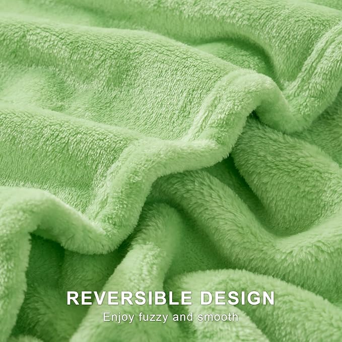 Hansleep King Grass Green Fleece Blanket, Soft Flannel Bed Blanket | Fuzzy Cozy Blanket 90x108 Inches, Multi-use for Bed, Sofa, Couch, Travel, Camping, All Season Warm Lightweight Cover
