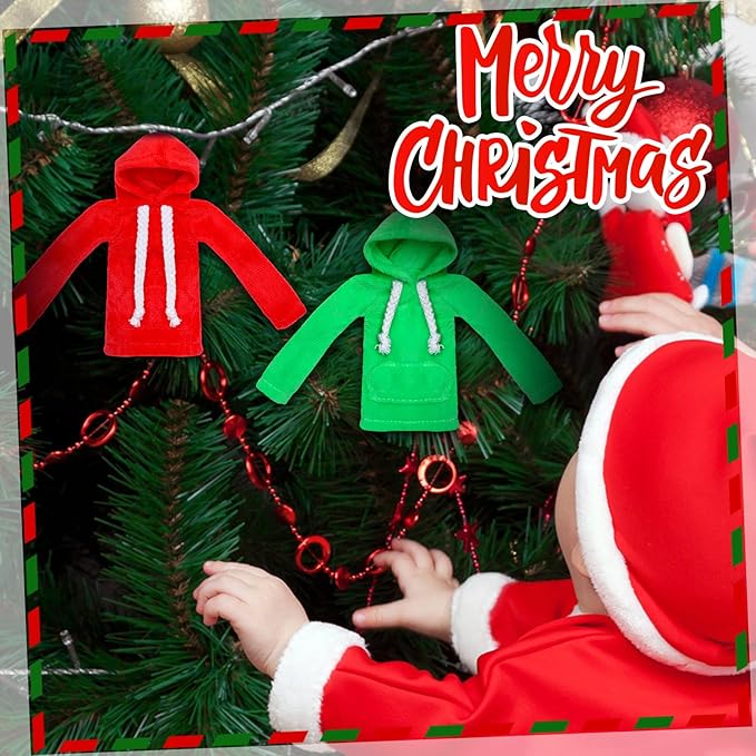 Meooeck 6 Pieces Christmas Accessories Set Including 2 Holiday Clothes Outfit, and 4 Novelty Toy Accessories for Kid(Roller Skates)