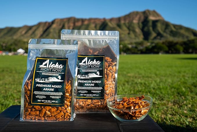 Aloha Right Now Premium Mixed Arare Rice Crackers Mochi Crunch Japanese Hawaiian Style Asian Snack Mix 1LB 16oz