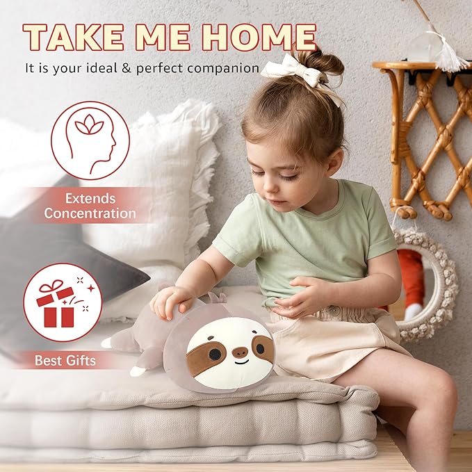 Onsoyours Original Weighted Sloth Plush, Cute Hugging Sloth Weighted Stuffed Animal, Soft Collectible Plushies Pillow Toy Gift for Kids & Adults (9.8" 1.0Lbs)